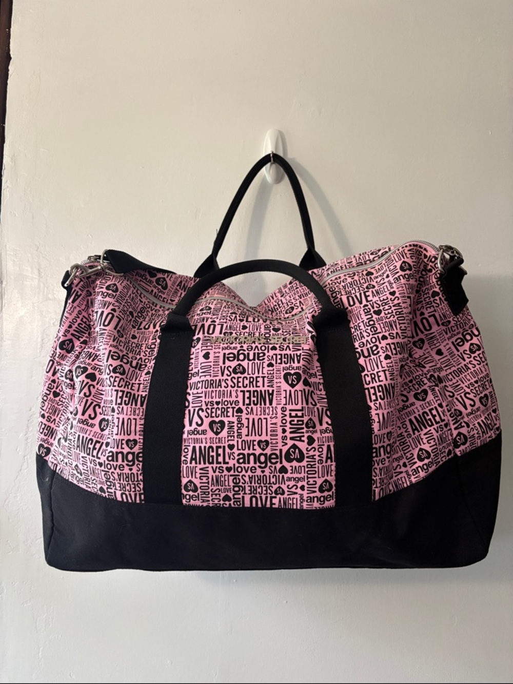 Victoria's Secret Pink and Black Logo Travel Duffel